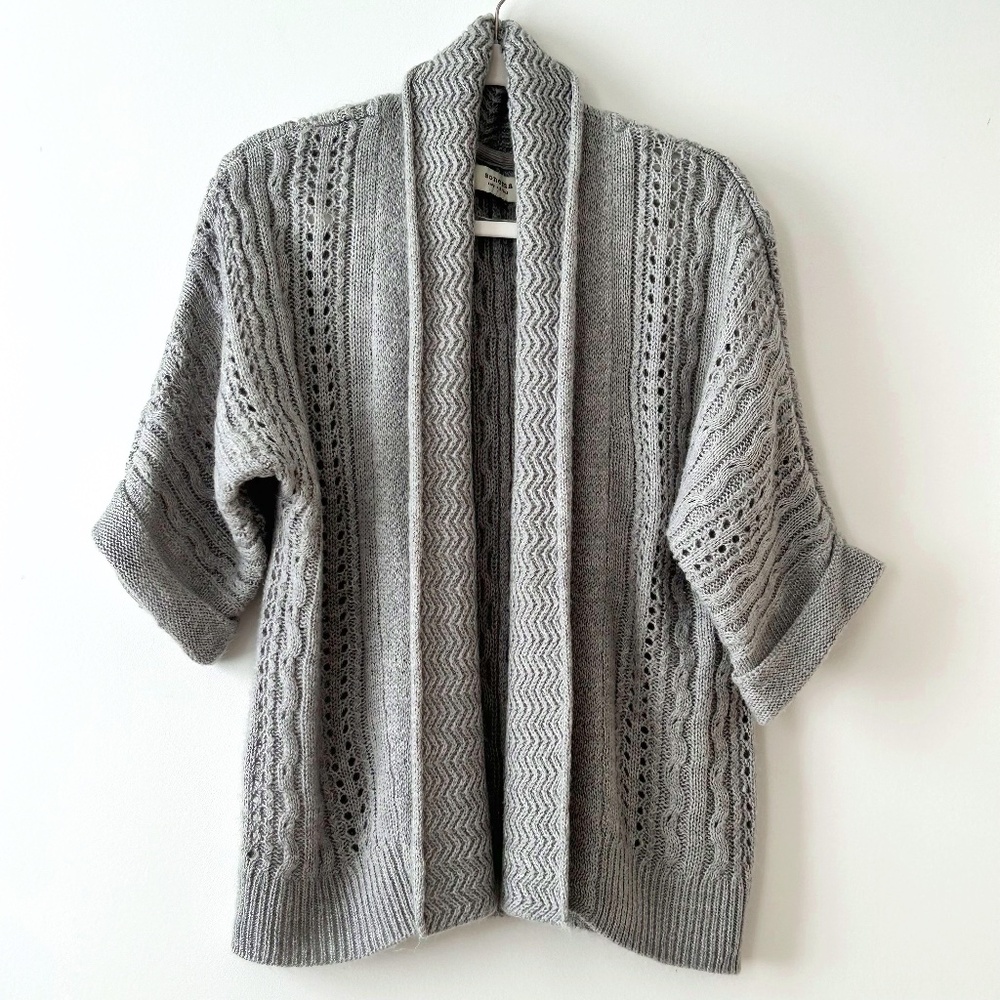 Sonoma Gray Kimono Sleeve Shawl Collar Open Cardigan